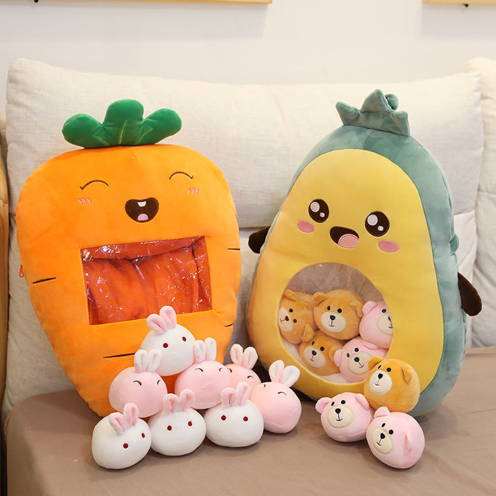 Hot Selling Soft Fruit Bear Plush Toys Cushions Fruit Snacks Throw Pillows Big Bag Banana Strawberry Avocado PP Cotton Filling